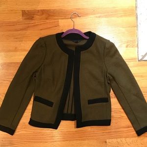 Tweed hunter green and black Ann Taylor blazer